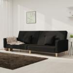 vidaXL Canapea extensibilă cu 2 locuri, 2 perne, negru, textil (337322) Canapea