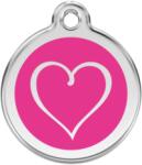 Red Dingo Rozsdamentes törzsi szív mintás acél biléta hot pink - dogshop
