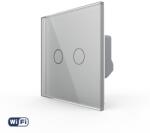 LIVOLO Intrerupator Dublu Wi-Fi cu Touch LIVOLO din Sticla - Serie Noua - culoare gri