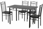 VIGOR Étkezőasztal szett 4 db kárpitozott székkel fekete BC FUR-102-17B