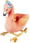  Balansoar cu rotile, din lemn si plus pentru bebelusi, emite sunete muzicale, Flamingo, 66 cm (NBN000RB-F) Sezlong balansoar bebelusi
