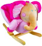  Calut balansoar pentru bebelusi, realizat din lemn si plus, elefantel roz, 60 x 34 x 45 cm (NBN000XL502) Sezlong balansoar bebelusi