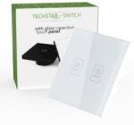 Techstar Intrerupator Touch Techstar® TG02, Sticla Securizata, Design Modern, Iluminare LED, 2 Faze, Alb