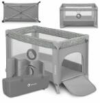 Lionelo - Patut pliant cu un nivel Stefi, Cu intrare laterala cu fermoar, 2 roti, 120x60 cm, Conform cu standardul european de securitate EN 716, Grey (LO-STEFI_GREY_MULTICOLOR) - piciulica