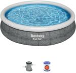 Bestway BELVEDERE Rattan hatású felfújható peremű puhafalú medence szett 366 cm x76 cm