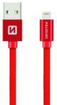 SWISSTEN Adatkábel textil bevonattal, USB/lightning, 0.2 m, Piros (71523106)
