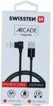 SWISSTEN Arcade Mágneses adat- és töltőkábel USB/lightning, 1.2 m, Fekete (71527800)