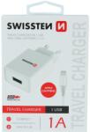 SWISSTEN Hálózati töltő adapter + lightning kábel, 1 USB port, 1 A, Fehér (22067000)