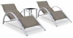 vidaXL Șezlonguri de plajă, 2 buc. , cu masă, gri taupe, aluminiu (310538)