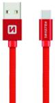 SWISSTEN Adatkábel textil bevonattal, USB/USB-C, 0.2 m, Piros (71521106)