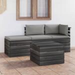 vidaXL Set mobilier grădină din paleți cu perne, 4 piese, lemn de pin (3061780)