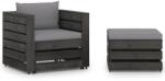vidaXL Set mobilier grădină cu perne, 2 piese, gri, lemn tratat (3068145)