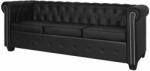 vidaXL Canapea Chesterfield cu 3 locuri, piele artificială, negru (242370) Canapea