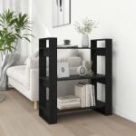 vidaXL Bibliotecă/Separator cameră, negru, 80x35x91 cm, lemn masiv pin (813903) Biblioteca