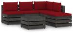 vidaXL Set mobilier de grădină cu perne, 6 piese, lemn gri tratat (3068321)