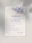  Meghívó egyoldalas kék bézs virágos design-nal egyedi szöveggel nyomtatva