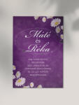  Meghívó egyoldalas lila virágos design-nal egyedi szöveggel nyomtatva