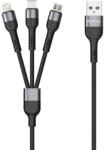 DeTech Кабел за зареждане DeTech DE-C41, 3 в 1, Micro USB, Lightning, Type-C, 1.0m, Черен - 40204