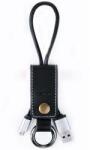 REMAX Кабел за данни micro USB, Remax RC-034I, ключодържател, естествена кожа, Черен - 14341