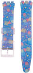 Ricardo Curea albastră din plastic pentru damă cu motiv colorat C11 pentru ceas Swatch 17mm