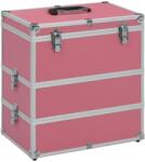 vidaXL Geantă de cosmetice, roz, 37 x 24 x 40 cm, aluminiu (91841) - vidaxl