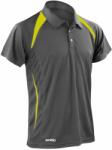 SPIRO Tricou polo funcțional pentru bărbați Team Spirit - Gri / limo verde | S (SPIRO-S177M-1000156497)