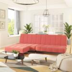 vidaXL Canapea extensibilă 2 locuri, cu taburet, roz, catifea (3081790) Canapea