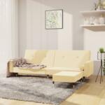 vidaXL Canapea extensibilă 2 locuri, cu taburet, crem, catifea (3080533) Canapea