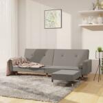 vidaXL Canapea extensibilă 2 locuri, cu taburet, gri deschis, catifea (3080524) Canapea