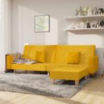 vidaXL Canapea extensibilă 2 locuri, cu taburet, galben, textil (3080519) Canapea