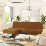vidaXL Canapea extensibilă 2 locuri, cu taburet, maro, catifea (3081794) Canapea