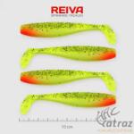 Reiva Flat Minnow Shad Zöld-Piros Fej Flitter Gumihal - Reiva Műcsali 10 cm 4 db/csomag
