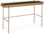 Bizzotto Consola din fier auriu cu blat din sticla neagra Rashida 120.5 cm x 43 cm x 75 h (0746295)