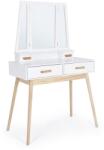 Bizzotto Consola cu oglinda si 4 sertare lemn alb natur Ordinary 90 cm x 40 cm x 144 h (0740050)