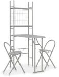 vidaXL Set mobilier bucătărie cu depozitare, 3 piese, gri, MDF și oțel (284405)