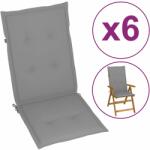 vidaXL Perne scaun cu spătar înalt, 6 buc. , gri, 120x50x3 cm, textil (314105)