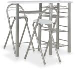 vidaXL Set mobilier de bar, cu rafturi, 3 piese, alb, lemn și oțel (284399) - vidaxl
