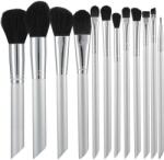 Tools For Beauty Set perii profesionale pentru machiaj, 12 buc. , argintiu + negru - Tools For Beauty
