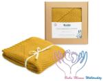Sensillo Prémium bambusz kötött takaró kapucnival, díszdobozban - Mustár
