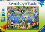 Ravensburger Puzzle Ravensburger Animalele Lumii, 100 Piese (ARA-RVSPC10540) Puzzle