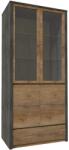 Mobikon Vitrina pal maro stejar lefkas inchis gri Montana 90x43x197 cm (0000237719) Vitrina