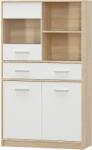 Mobikon Vitrina mdf alb natur stejar sonoma Teyo 83.4x34.3x144.7 cm (0000237199) Vitrina