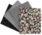  Patchwork szövet - fekete - 4 db - 45 x 55 cm (pamut anyag)
