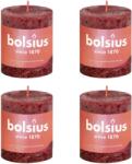 Bolsius Lumânări bloc rustice Shine, 4 buc. , roșu catifelat, 80x68 mm 103668780347 (440817)