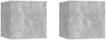 vidaXL Noptiere, 2 buc. , gri beton, 30, 5x30x30 cm, lemn prelucrat (3079719)