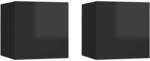 vidaXL Noptiere, 2 buc. , negru extralucios, 30, 5x30x30 cm, PAL (3079728)