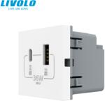 LIVOLO Modul priza dubla USB + USB tip C Livolo (VL-FCUA18W.UC18W-2WP)