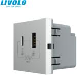 LIVOLO Modul priza dubla USB + USB tip C Livolo (VL-FCUA18W.UC18W-2IP)