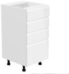 TEMPO KONDELA Alsószekrény, fehér/fehér extra magasfényű, AURORA D40S4 - kondela