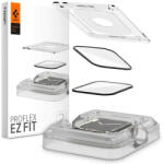 Apple Watch 7 (41mm), Kijelzővédő fólia, ütésálló fólia (az íves részre is! ), Tempered Glass (edzett üveg), Spigen Pro Ez Fit, fekete, 2 db / csomag